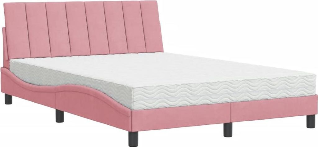 vidaXL Bett mit Matratze "Hanko" Rosa 140x200 cm Samt