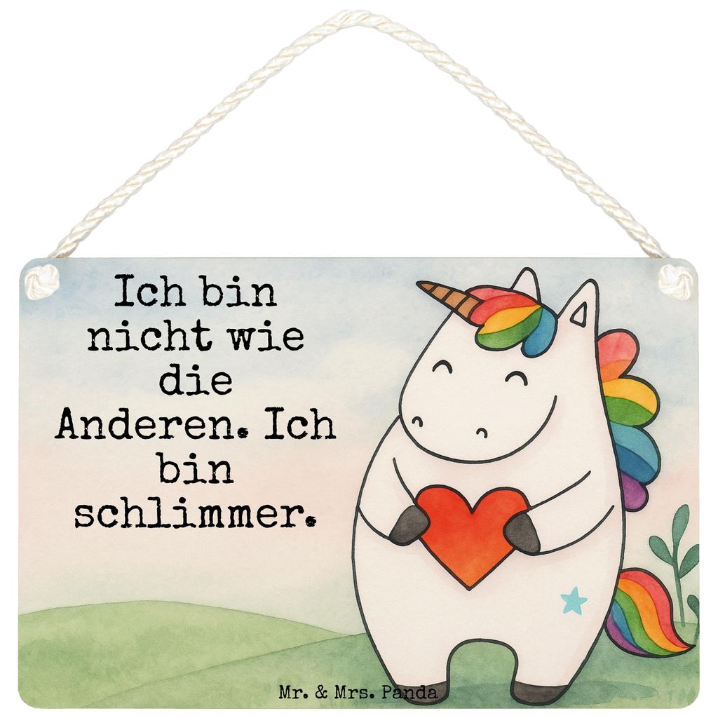 Mr. & Mrs. Panda Schild Einhorn Herz Design DIN A4 - Weiß - Geschenk, kleine aufmerksamkeit, Unicorn, holzbild, Anders, Einhörner, Holzschild, Wa...