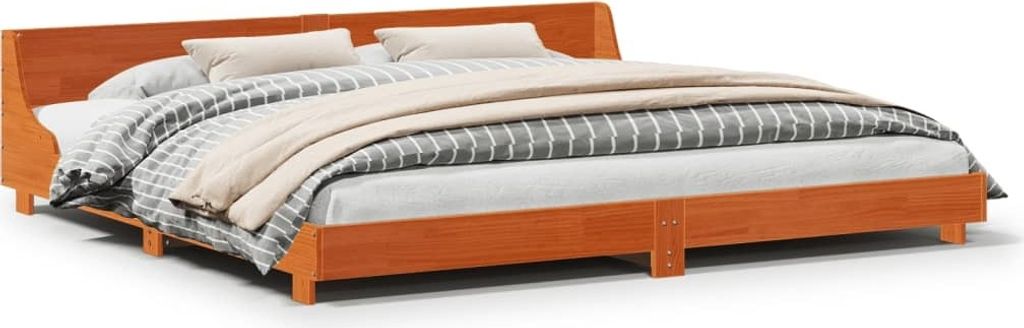 Maison Exclusive - Massivholzbett ohne Matratze Wachsbraun 200x200 Kiefernholz