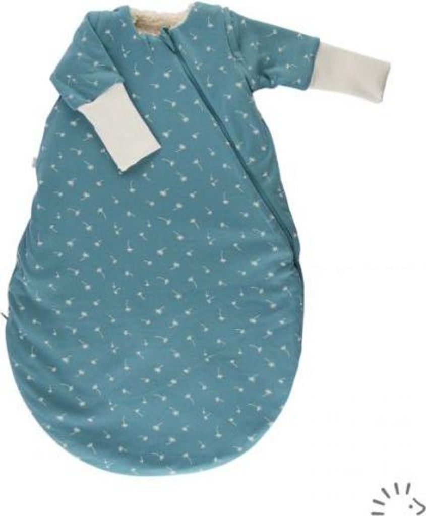 Popolini iobio Schlafsack Winterschlafsack Vario Interlock/Teddyplüsch GOTS Blue Dandelion S=70cm