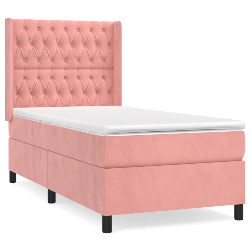"im Sonderangebot"Boxspringbett - Einzelbett/Jugendbett mit Lattenrost - mit Matratze Rosa 100x200cm Samt - Klassische Betten DEMöbel465430