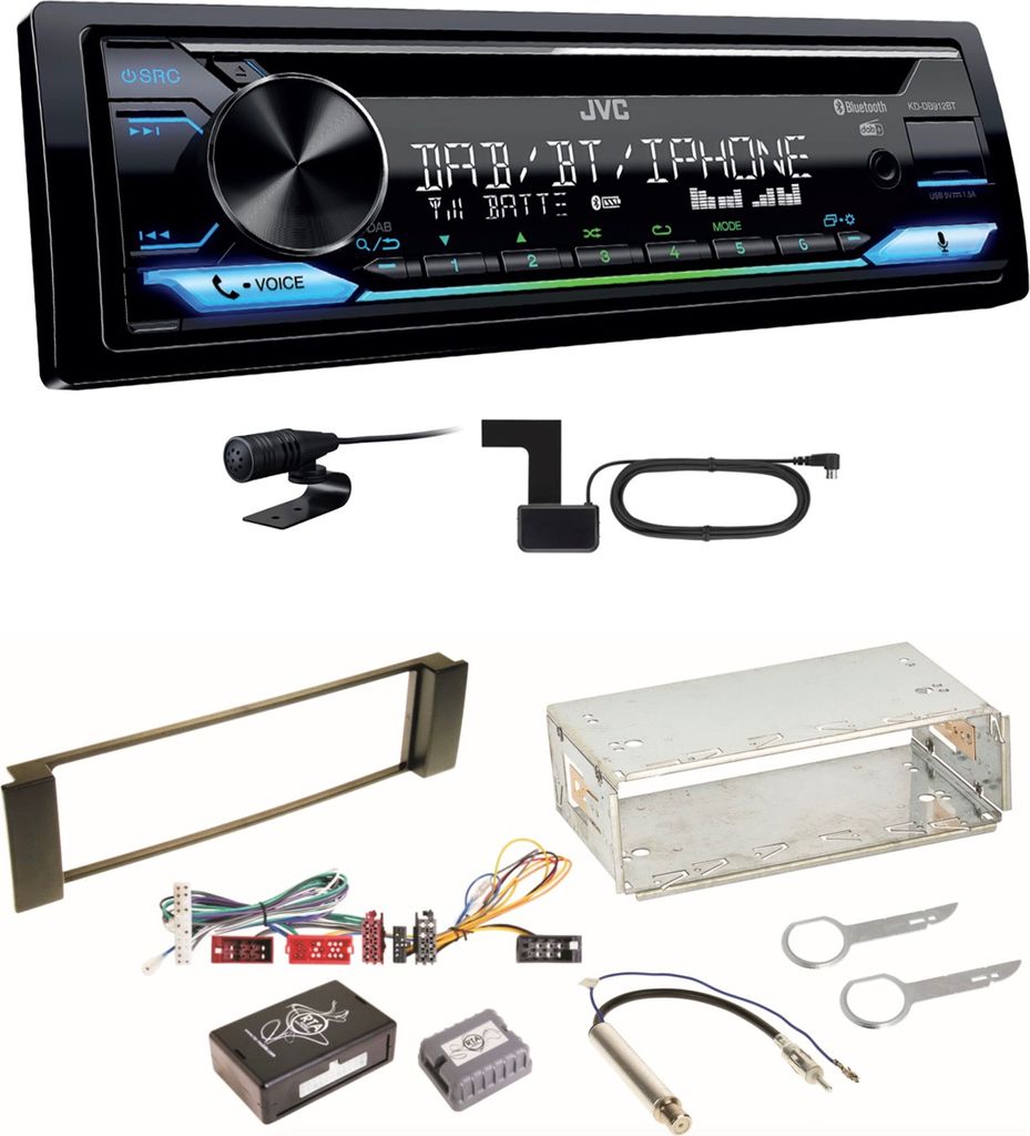JVC KD-DB912BT Digitalradio Bluetooth Einbauset für Audi A3 8L A6 4B