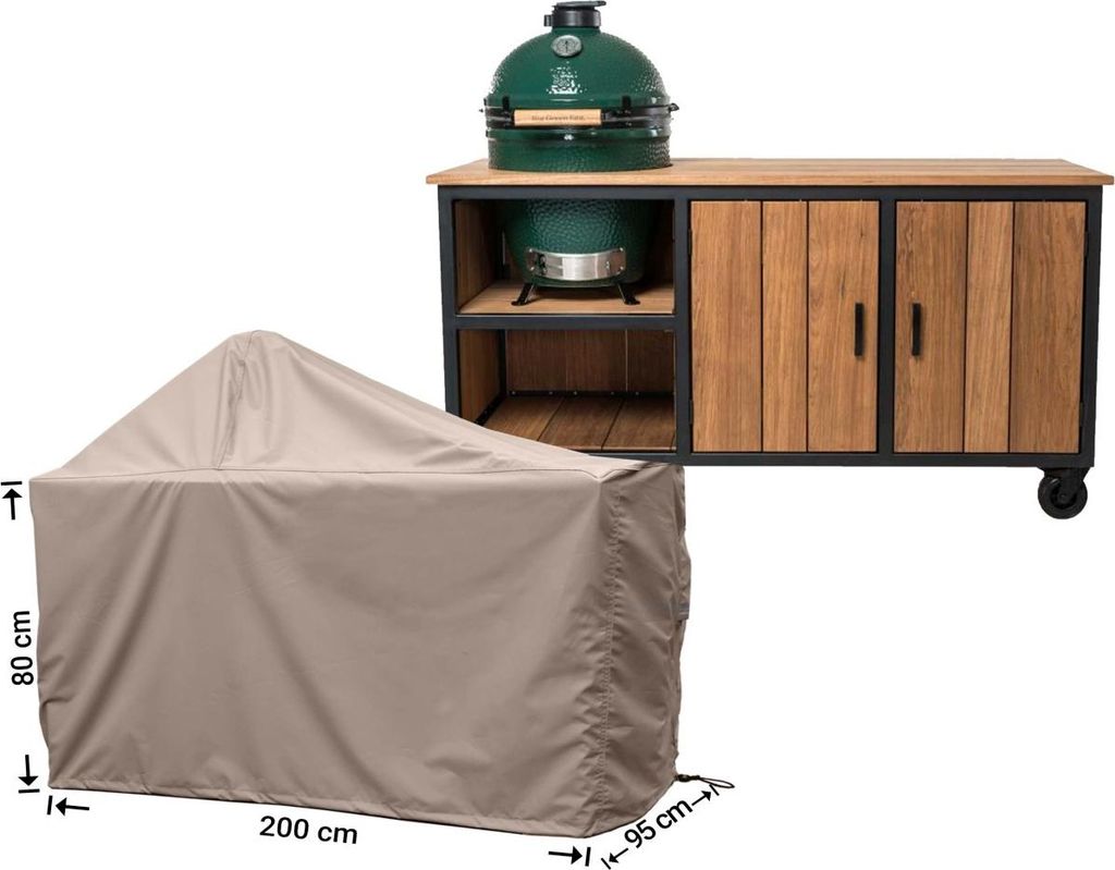 Raffles Covers Raffles Covers Big Green Egg / Kamado mit Tisch Schutzhülle | Atmungsaktiv | Wasserdicht | UV-beständig | Elastischer Kordelzug - ...