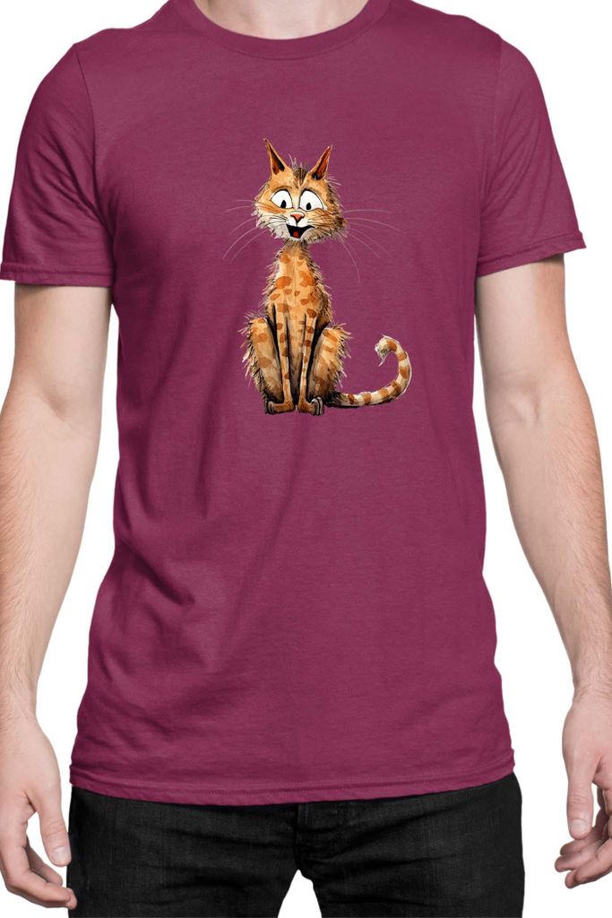 Herren T-Shirt Funny Cats Breeds Cheetoh Cat, Man XL / Burgundy