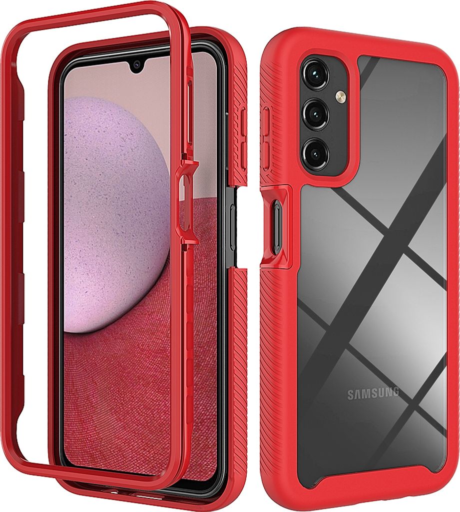 Galaxy A14 5G Hülle, Hybrid Transparente Rückseite TPU Bumper Stoßfest Schutzhülle für Samsung Galaxy A14 5G Rot