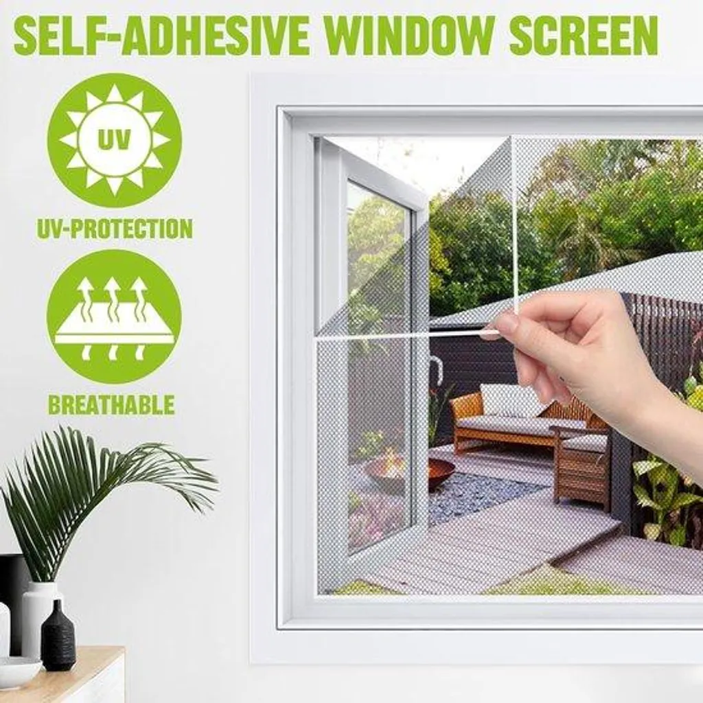 Moustiquaire de fenêtre à scratch amovible noire 150x130cm pack de 6