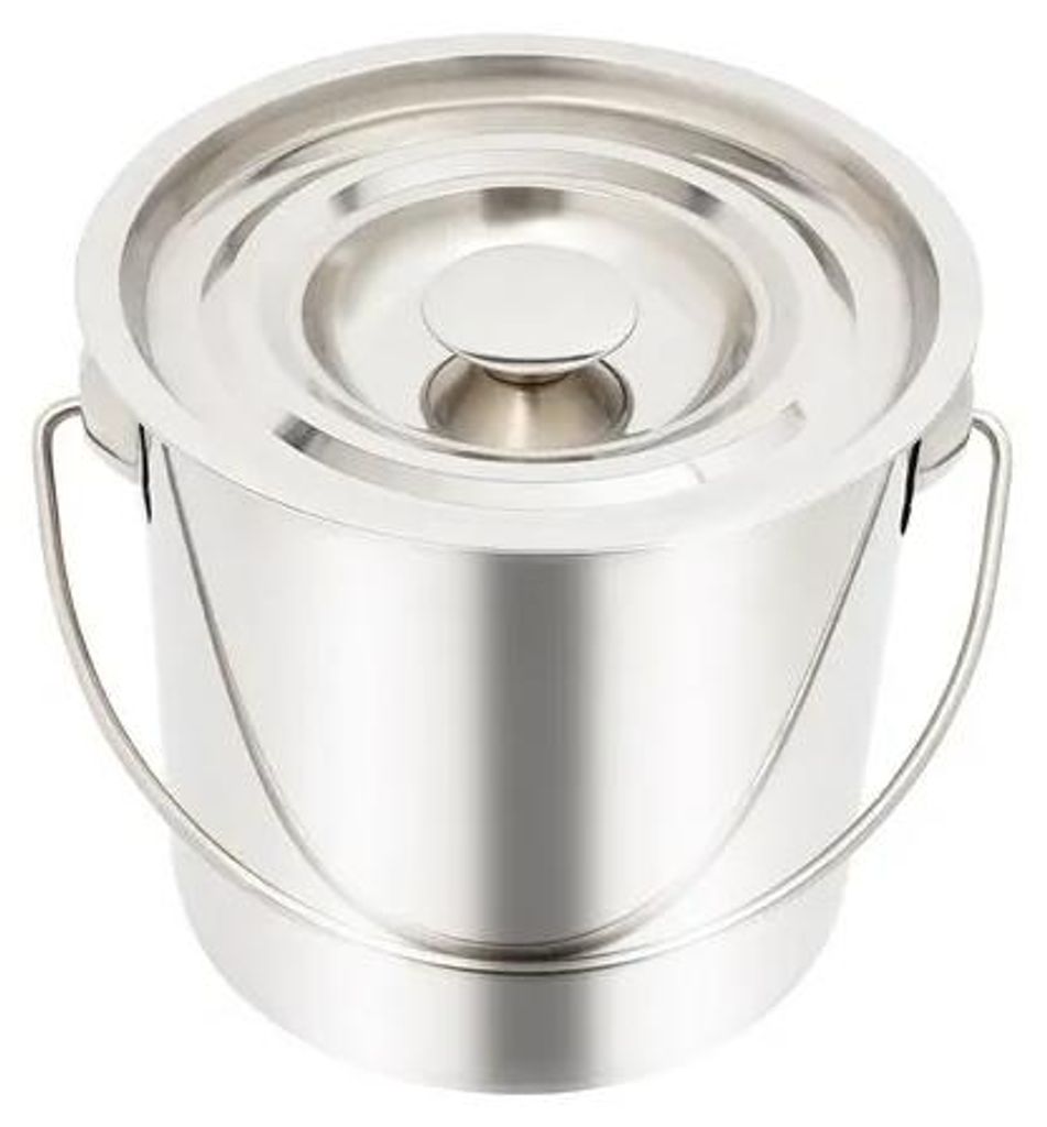 Stahleimer - Edelstahl Eimer 6 l - Mit Deckel und Henkel - Produktbild 