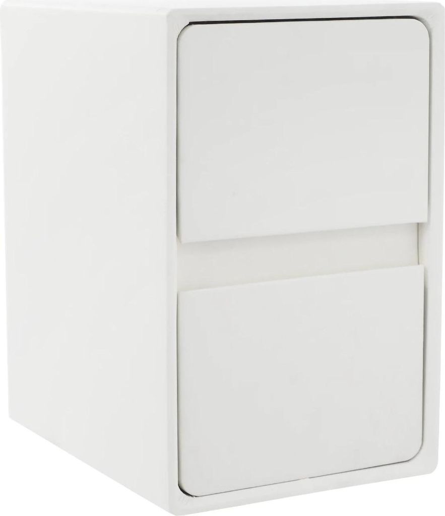 Nachttisch - Nachtkommode - Schmal - 2 Schubladen - 30×39×48 cm - MDF & Massivholz - Moderner Marokko-Stil - Weiß