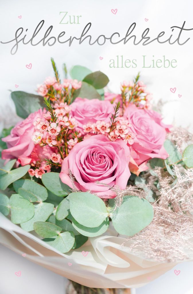 Silberhochzeit - 25. Hochzeitstag - Glückwunschkarte im Format 11,5 x
