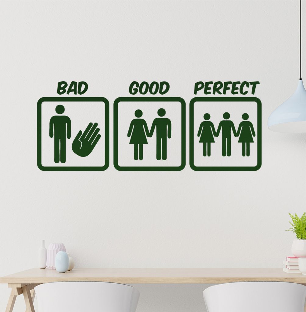 Bad Good Perfect Wandtattoo in 6 Größen - Wandaufkleber Wall Sticker - Dekoration, Küche, Wohnzimmer, Schlafzimmer, Badezimmer
