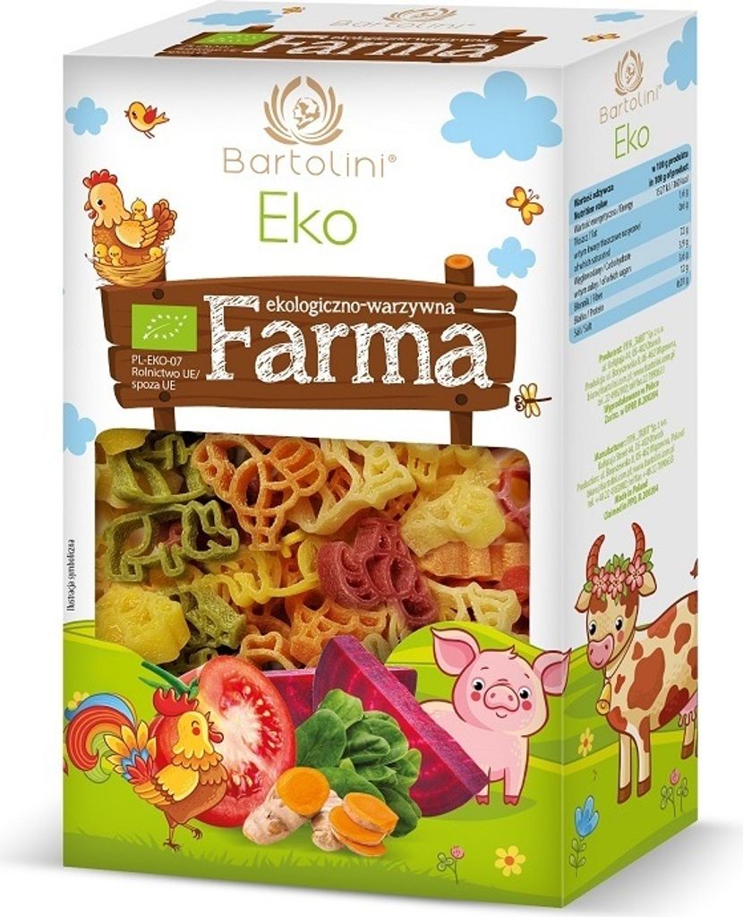 MAKARON (SEMOLINOWY Z SUSZONYMI WARZYWAMI) DLA DZIECI FARMA 250 g - BARTOLINI