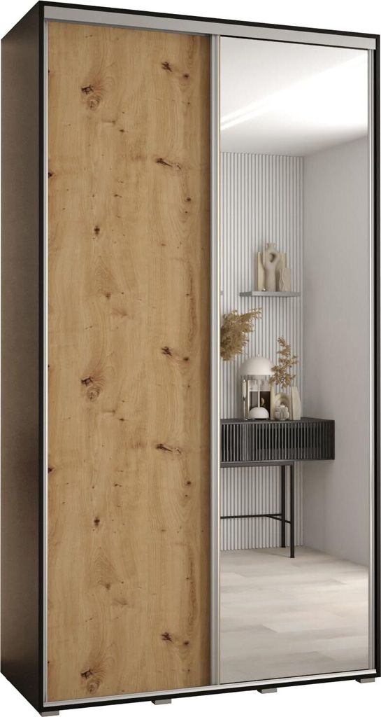 MEBLE KRYSPOL Davos 3 Schrank, zwei Türen - 235,2x130x45 cm - Schwarz Artisan Silber