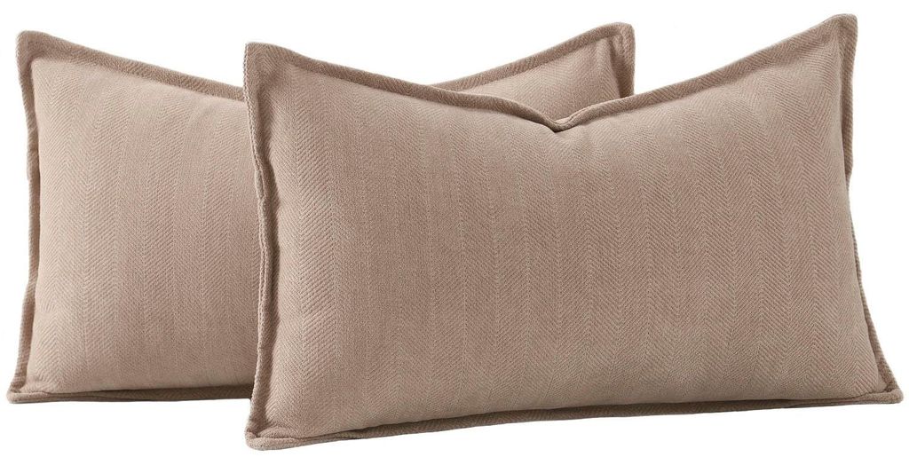 Set mit 2 Chenille-Kissenbezügen, weiche Dekokissenbezüge, kamelfarben, 30 x 50 cm, rechteckig