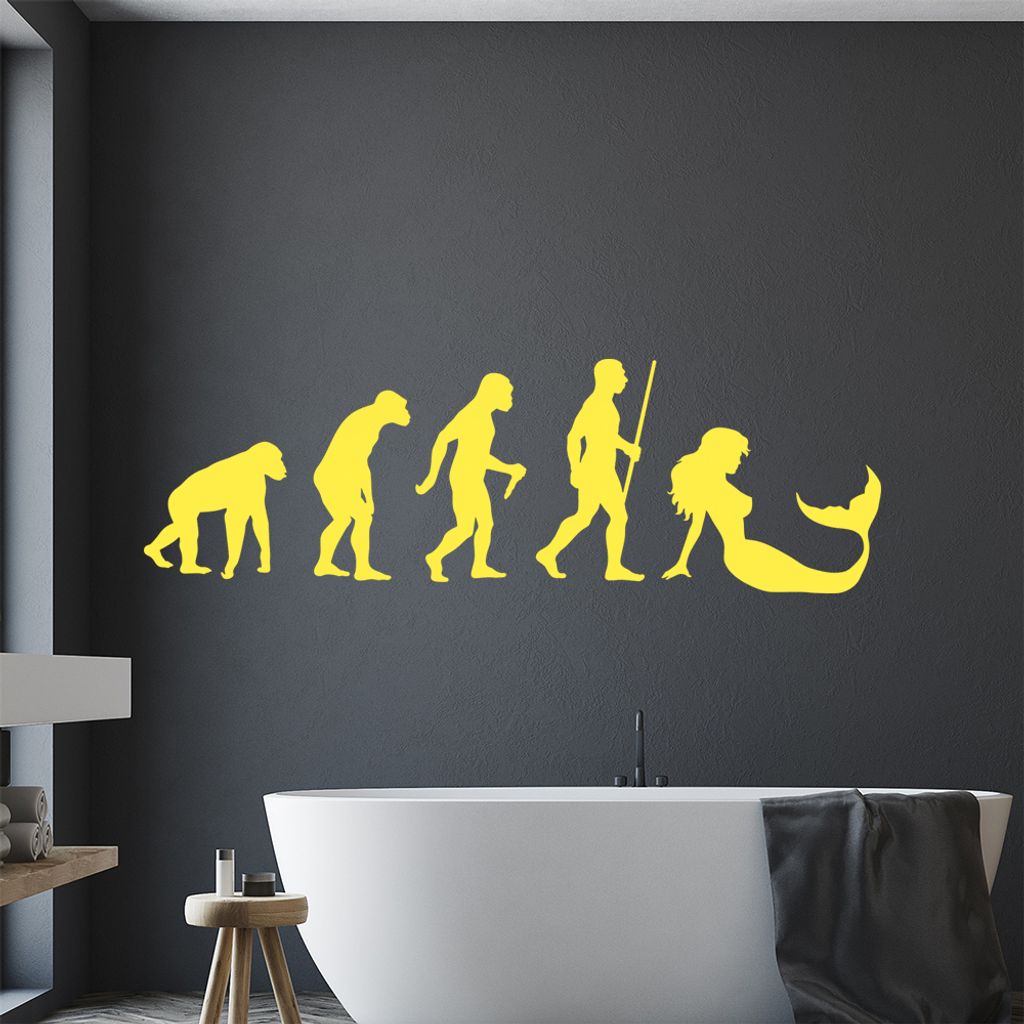 Meerjungfrau Evolution Wandtattoo Wandaufkleber Wall Sticker - Dekoration, Küche, Wohnzimmer, Schlafzimmer, Badezimmer