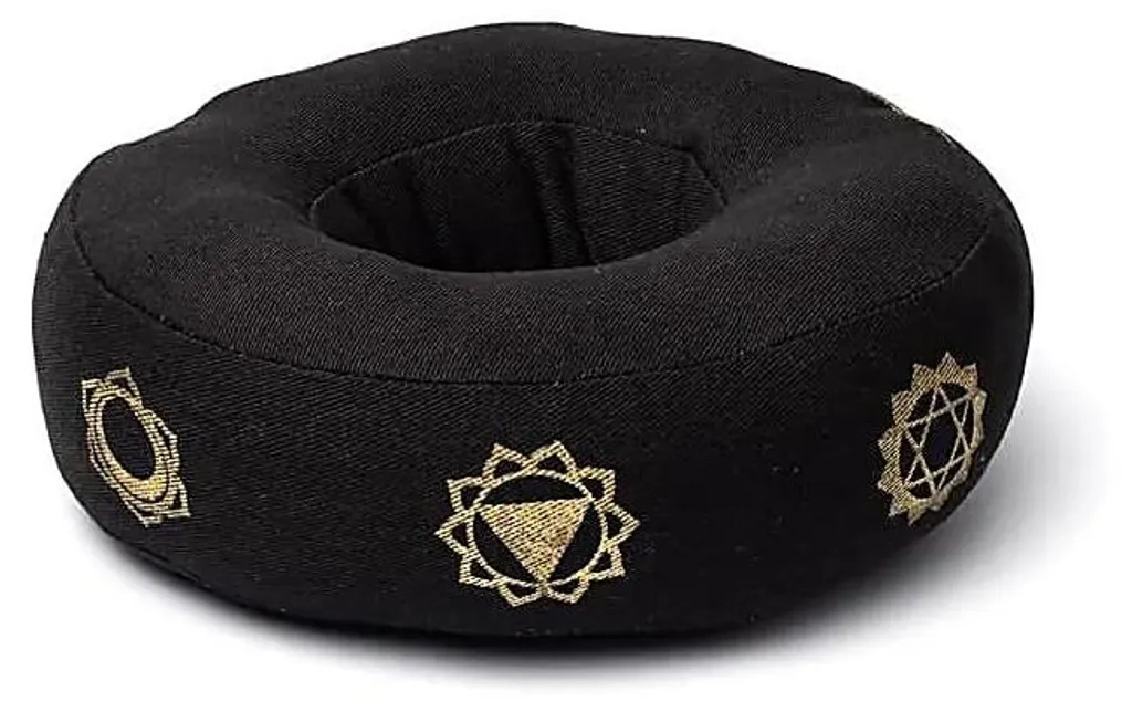 Coussin Bol Chantant 7 Chakras Noir M 17x6 cm pour Méditation Sonore