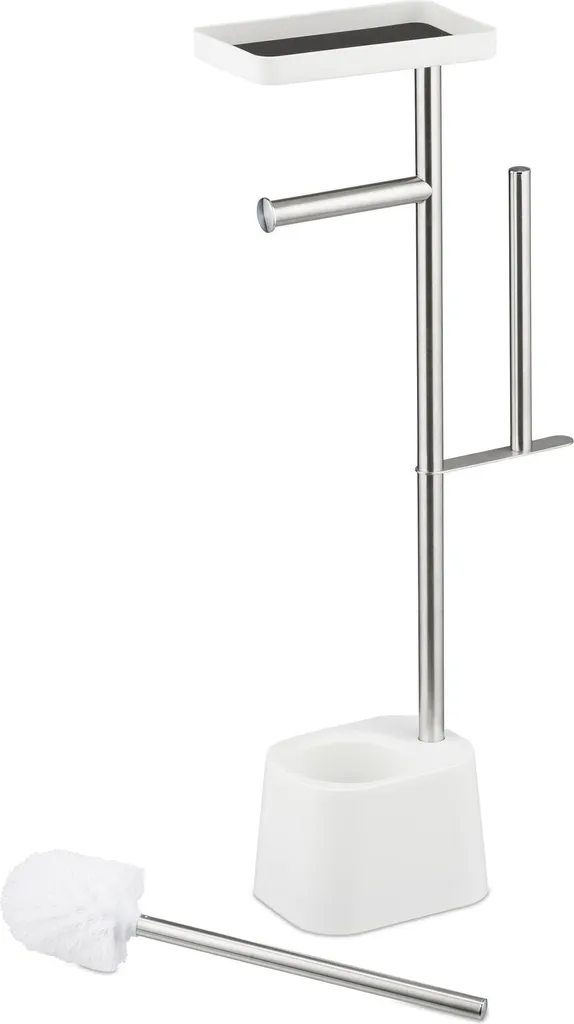 Dévidoir papier WC avec tablette murale et réserve de rouleaux intégrée - 5