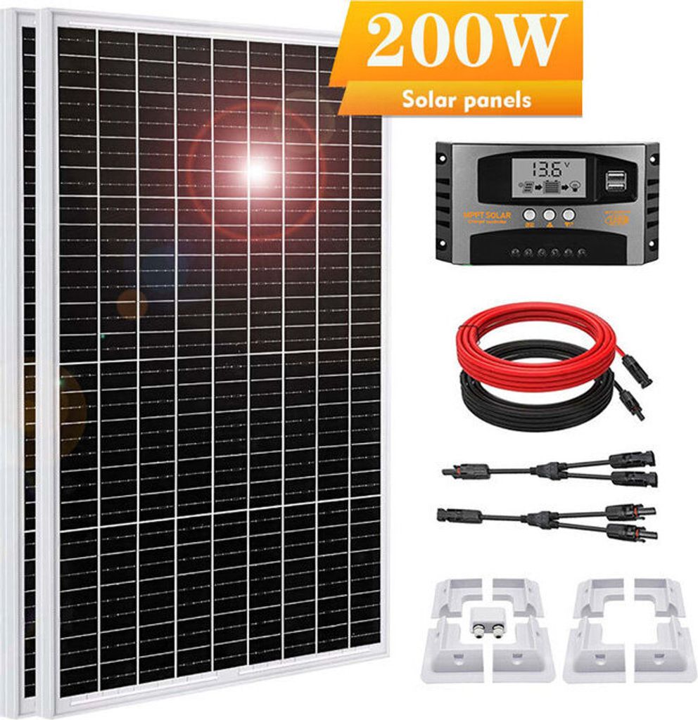 200W Wohnmobil Solarpanel kit Monokristallines Solarsystem Solar Set Photovoltaikanlage für Wohnmobile 0% MwSt