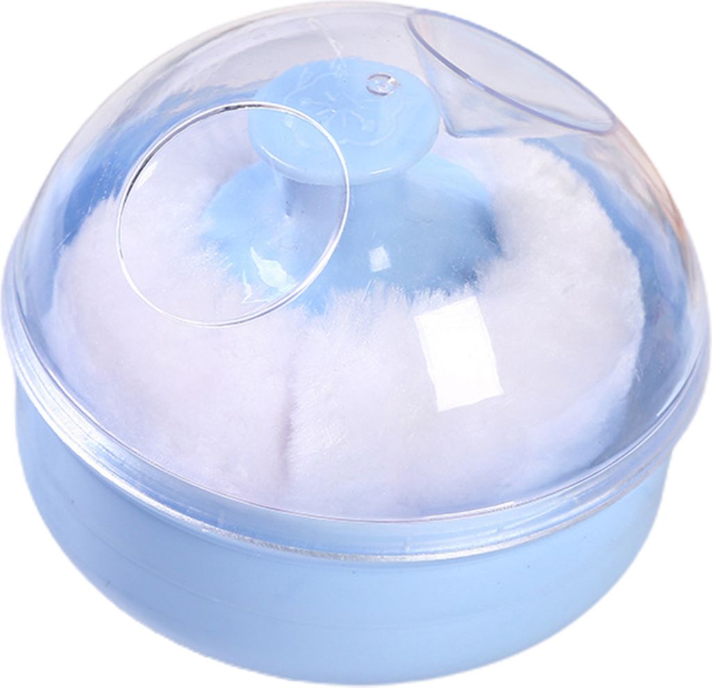 Trockenpuderquaste mit weichen Borsten, transparenter Deckel, staubdicht, feuchtigkeitsbeständig, Behälter für Baby-Talkumpuder mit Puff-Make-up...