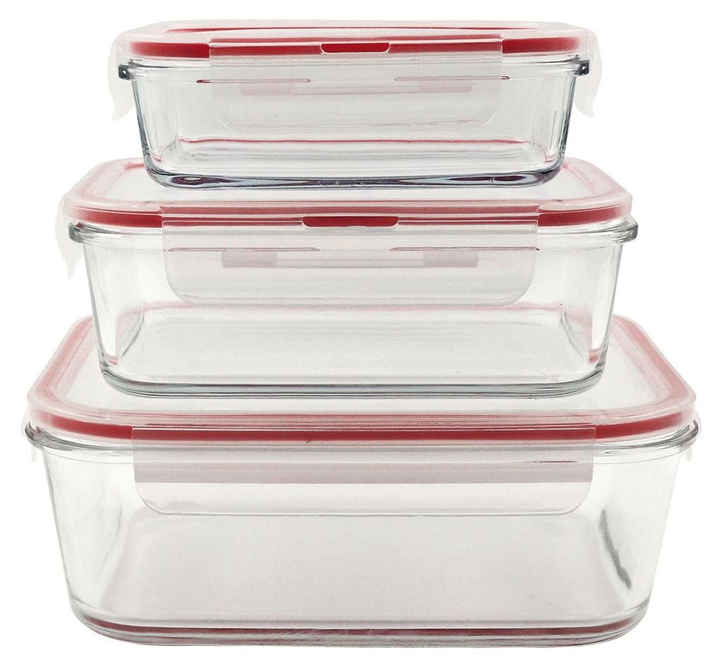 Glas-Frischhaltedosen mit Deckel 3er-Set eckig Vorratsdose Produktbild 