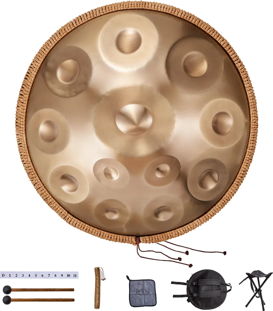 Handpan en Acier 12 Notes 55 cm Son Curatif 440Hz pour Débutants et Adultes