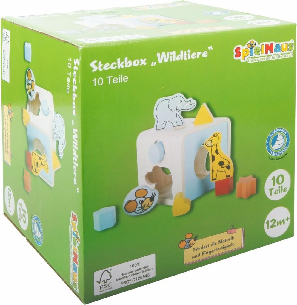 Holz Steckbox Wildtiere pädagogisches Spielzeug 9-teilig