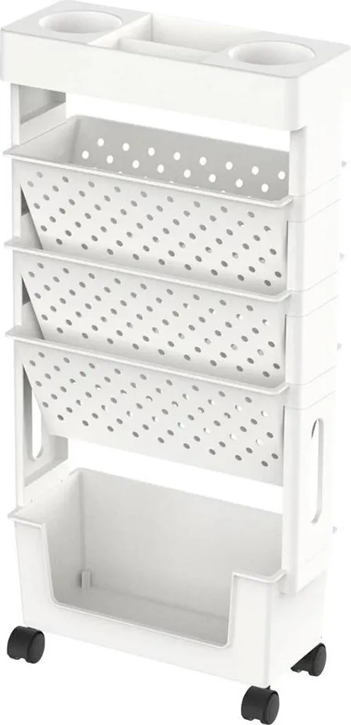 Libreria Mobile Bianca con Ruote Girevoli | Carrello Organizer Robusto
