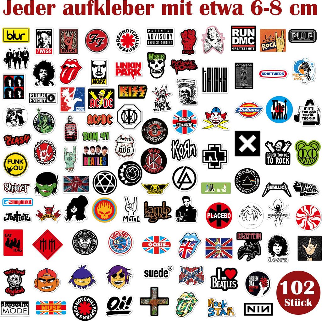 Wasserdichte Punk Sticker, 102 Teile Mit Modernen Designs, Leicht Anzuwendende Sticker Für Jeden Gegenstand