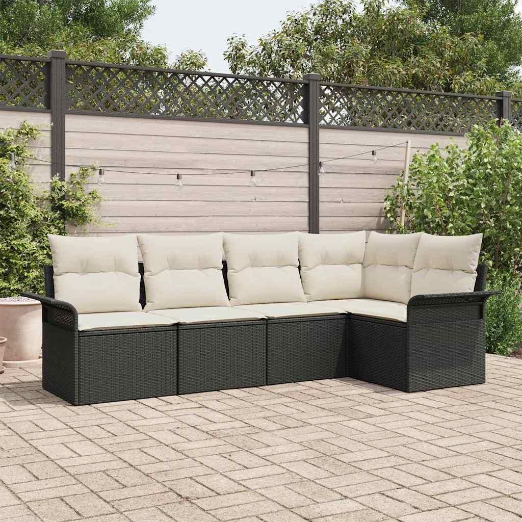 Maison Exclusive - Gartensofa-set mit Speicher 5 pcs Schwarz Poly-Rattan