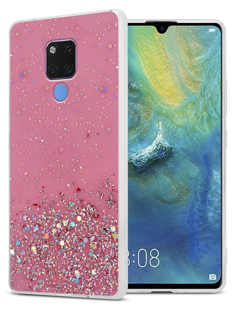 Cadorabo Hülle für Huawei MATE 20 Schutz Hülle in Rosa Handyhülle TPU Etui Glitter Cover Case Glitzer