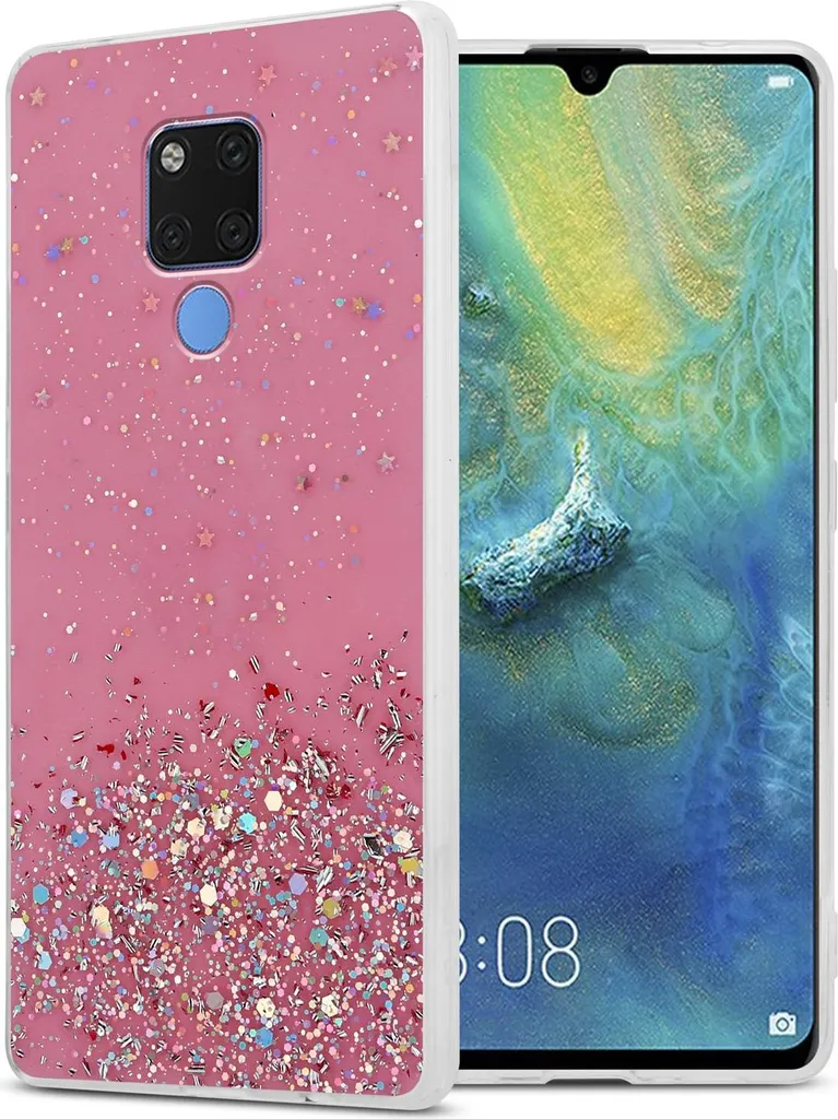 Cadorabo Cover Huawei MATE 20 Rosa Glitter - Custodia Telefono Glam
