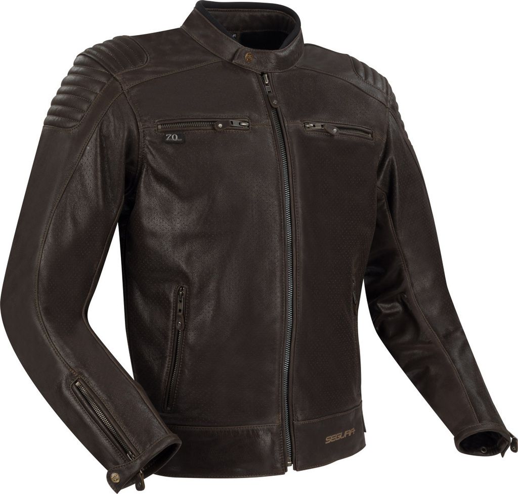 Segura Express perforierte Motorrad Lederjacke, braun, M