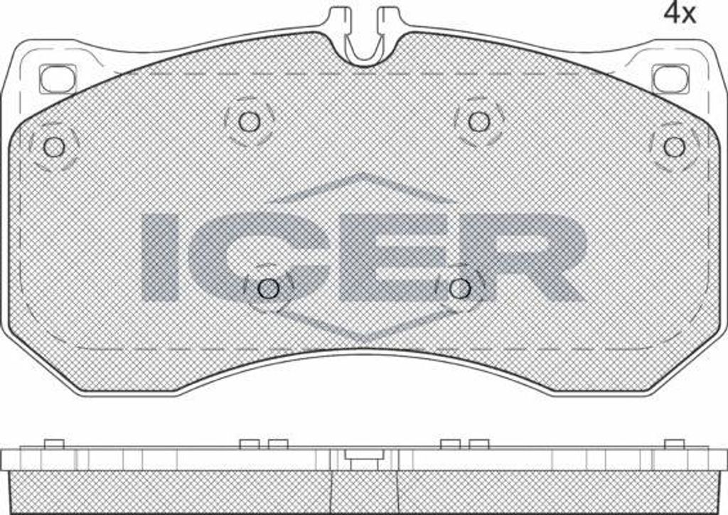 ICER 182185 Bremsbelagsatz, Scheibenbremse OE 4H0698151C kompatibel mit A8 4H, A7 4K, A7 4G, A6 4A, A6 4G, A5 F5, A4 8W