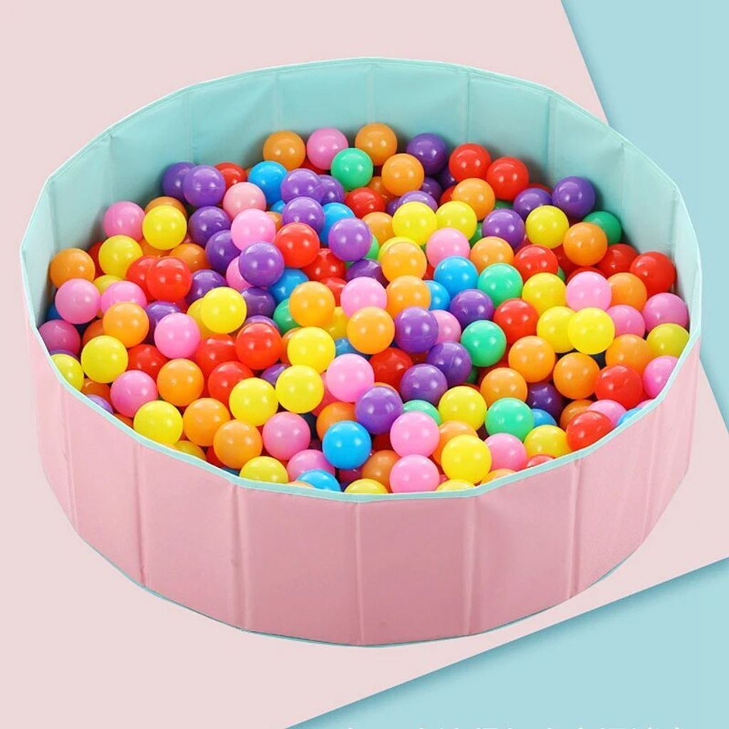 100pcs Ozean Ball 8cm Baby Kunststoff-Ball, Pool Ozean Welle Ball, Kinder Schwimmbad mit gewebten Tasche, zufällige Farben