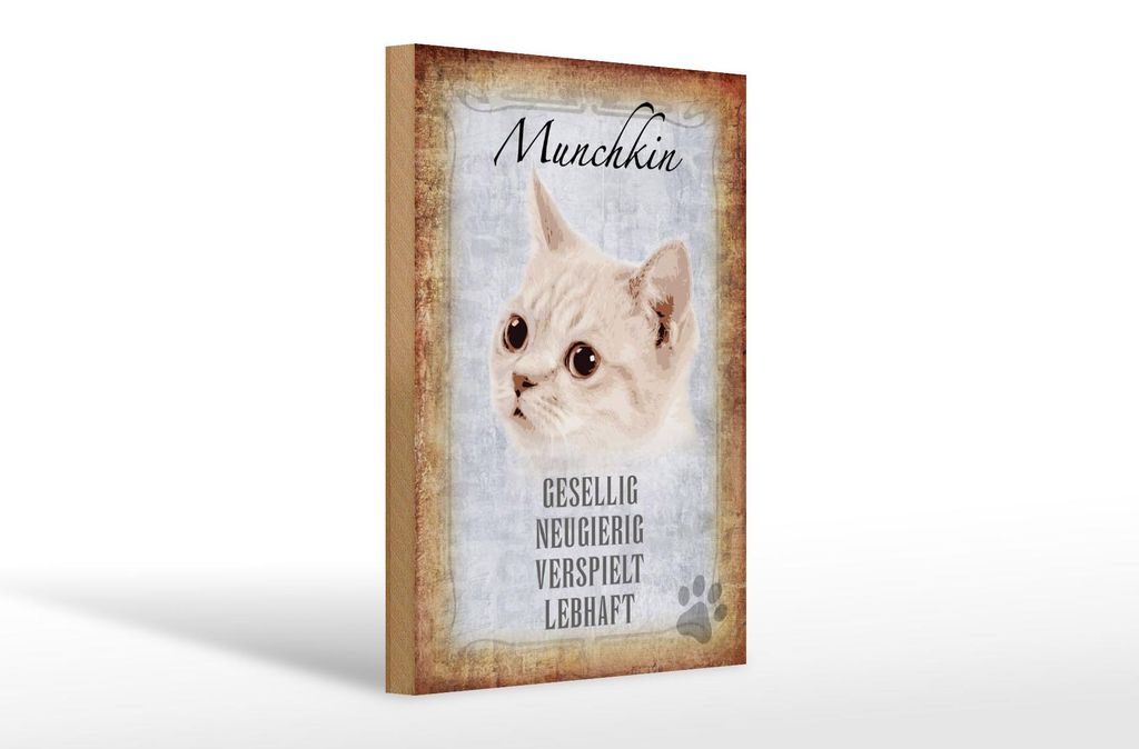 Holzschild Spruch 20x30cm Munchkin Katze lebhaft Schild