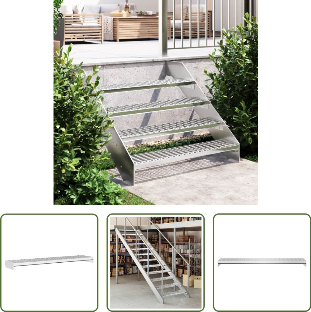 The Living Store Gitterroststufe 100x24x7 cm Verzinkter Stahl