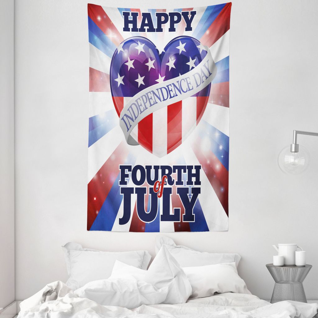 ABAKUHAUS 4. Juli Wandteppich und Tagesdecke, patriotische Flagge aus Weiches Mikrofaser Stoff Waschbar ohne Verblassen Digitaldruck, 140 x 230 cm,...