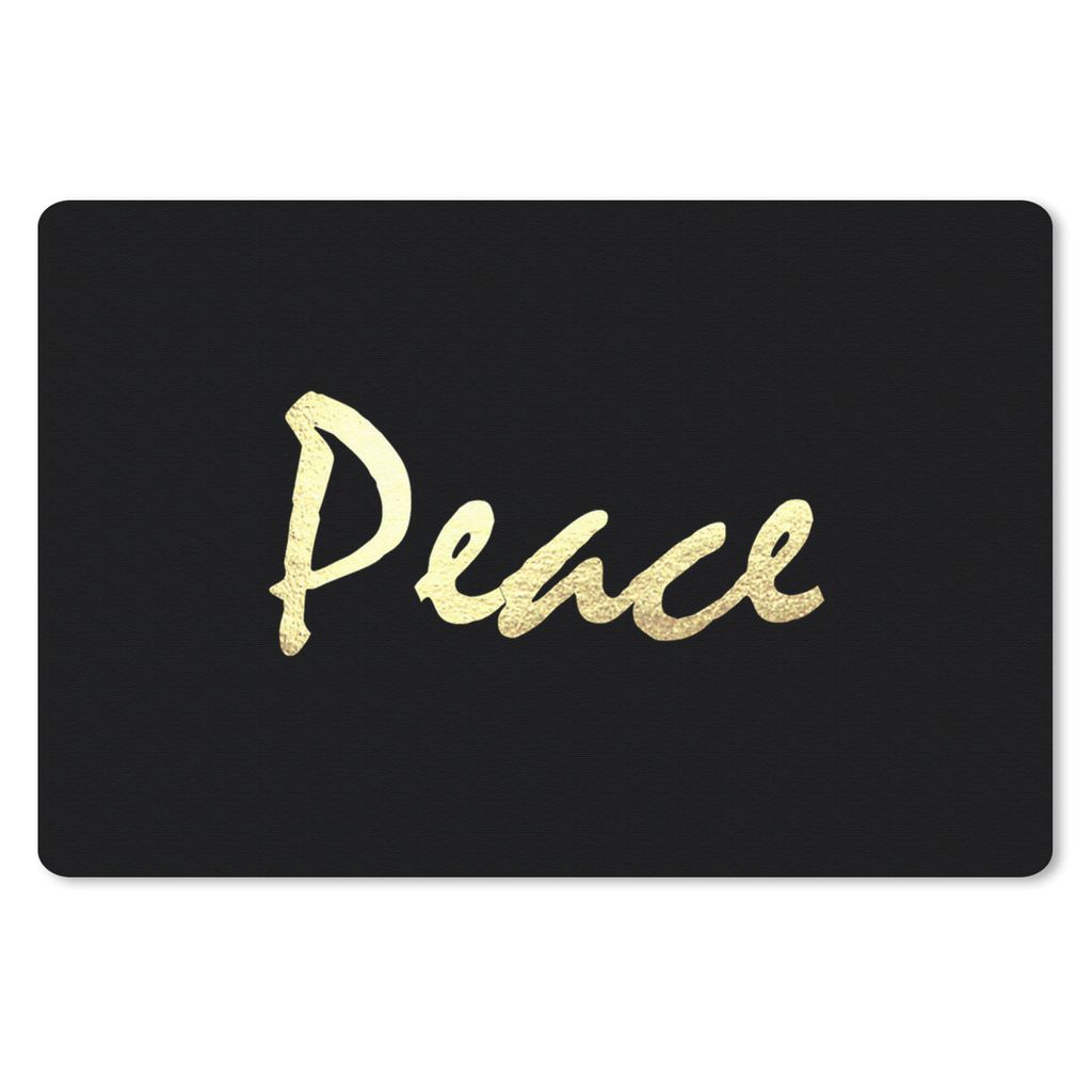 MuchoWow Mauspad Mousepad Zitat - Frieden - Gold - Schwarz 27x18 cm - Mousepads - Maus Mat - Pad - Mausunterlage - Büroartikel - Desk Matten