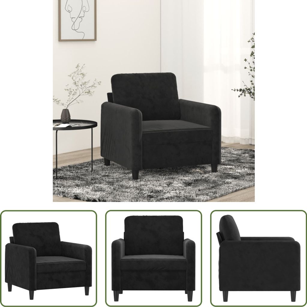The Living Store Sessel Schwarz 60 cm Samt