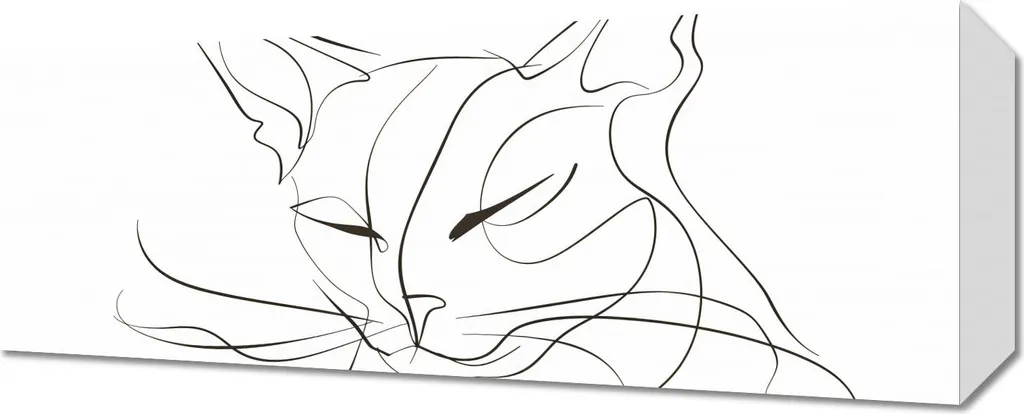 Déco Murale Chat Linéaire 50 x 20 cm - Idéal Salon et Chambre à Coucher