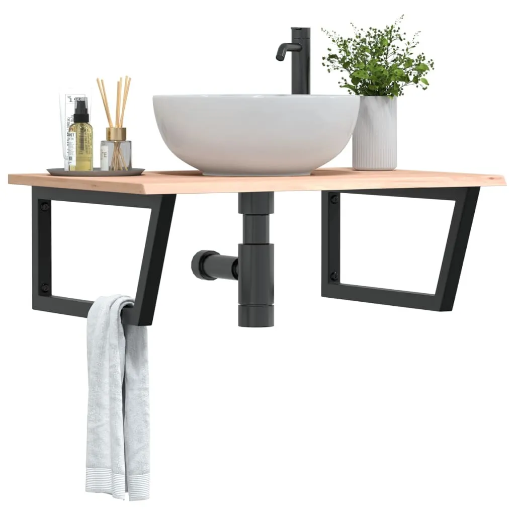 Piano Lavabo Bio Maison Exclusive in Rovere Massello e Acciaio Nero