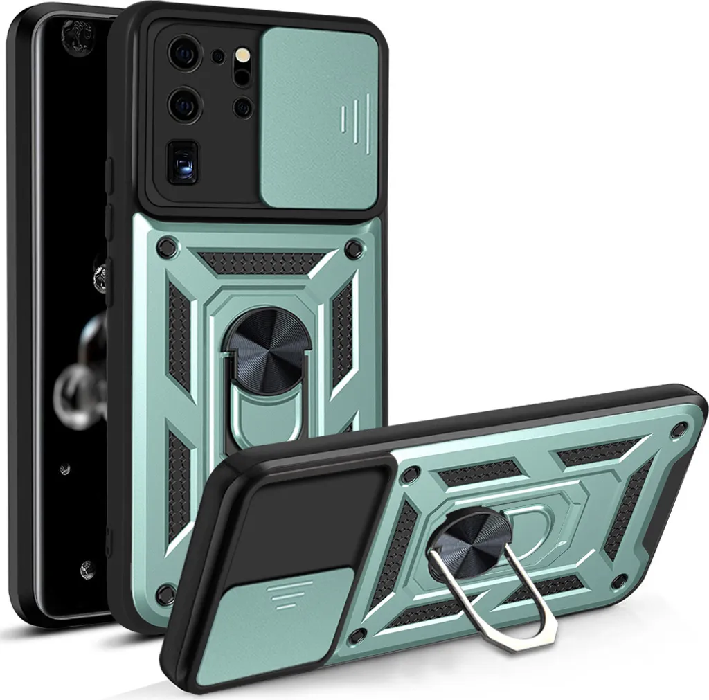 Cover Robusta Galaxy S20 Ultra Verde con Ring Holder e Bumper TPU