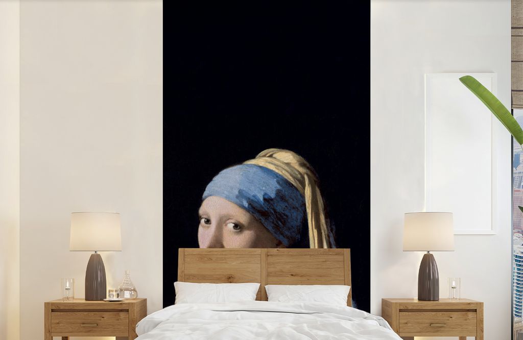 MuchoWow Fototapete für Wohnzimmer oder Schlafzimmer Wandtapete Vinyl Motivtapete Mädchen mit Perlenohrring - Vermeer - Kunst - 120x240 cm - Hi...