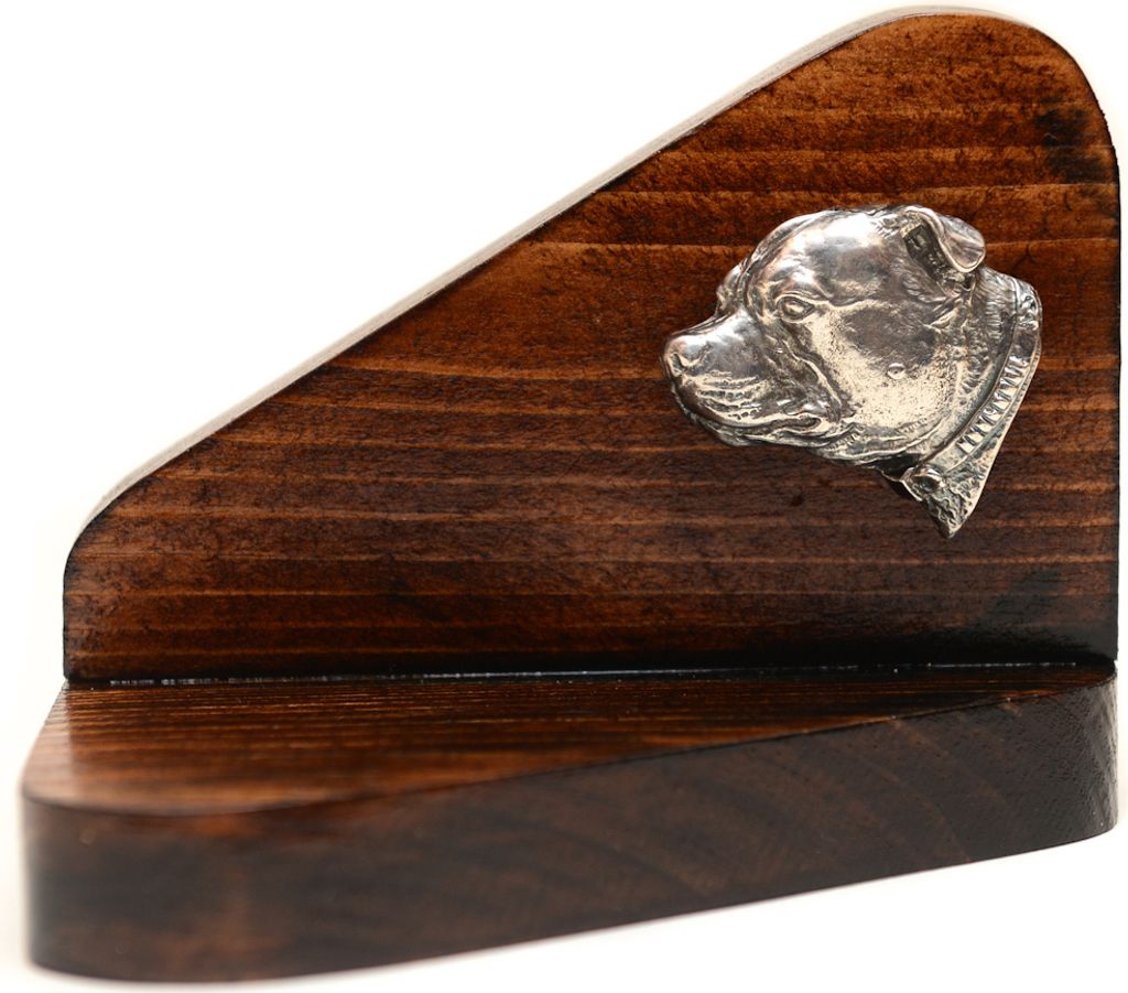 Staffordshire Bull Terrier, Staffordshire Bullterrier III - Holzkerzenhalter mit Hund, Teelichthalter, Gedenkstätte für den Hund der Marke Art-Dog