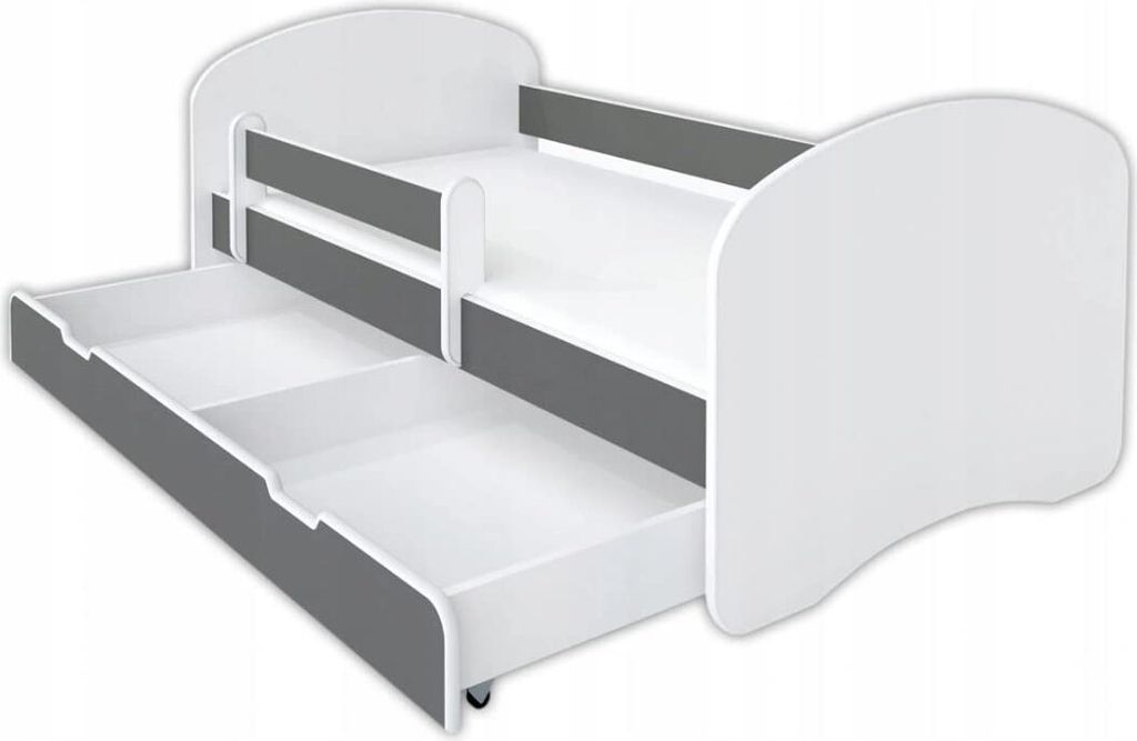 BDW, Kinderbett Jugendbett mit Schublade & Matratze, Grau, 160x80
