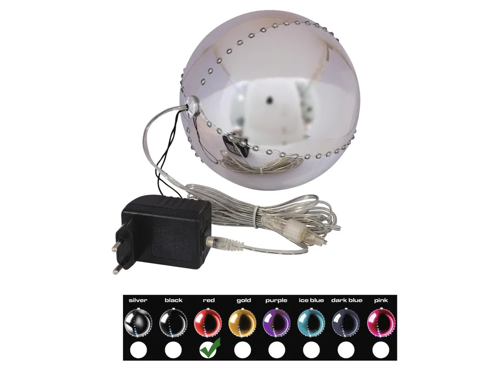 Boule de Noël lumineuse LED rouge de 15cm pour table de fête