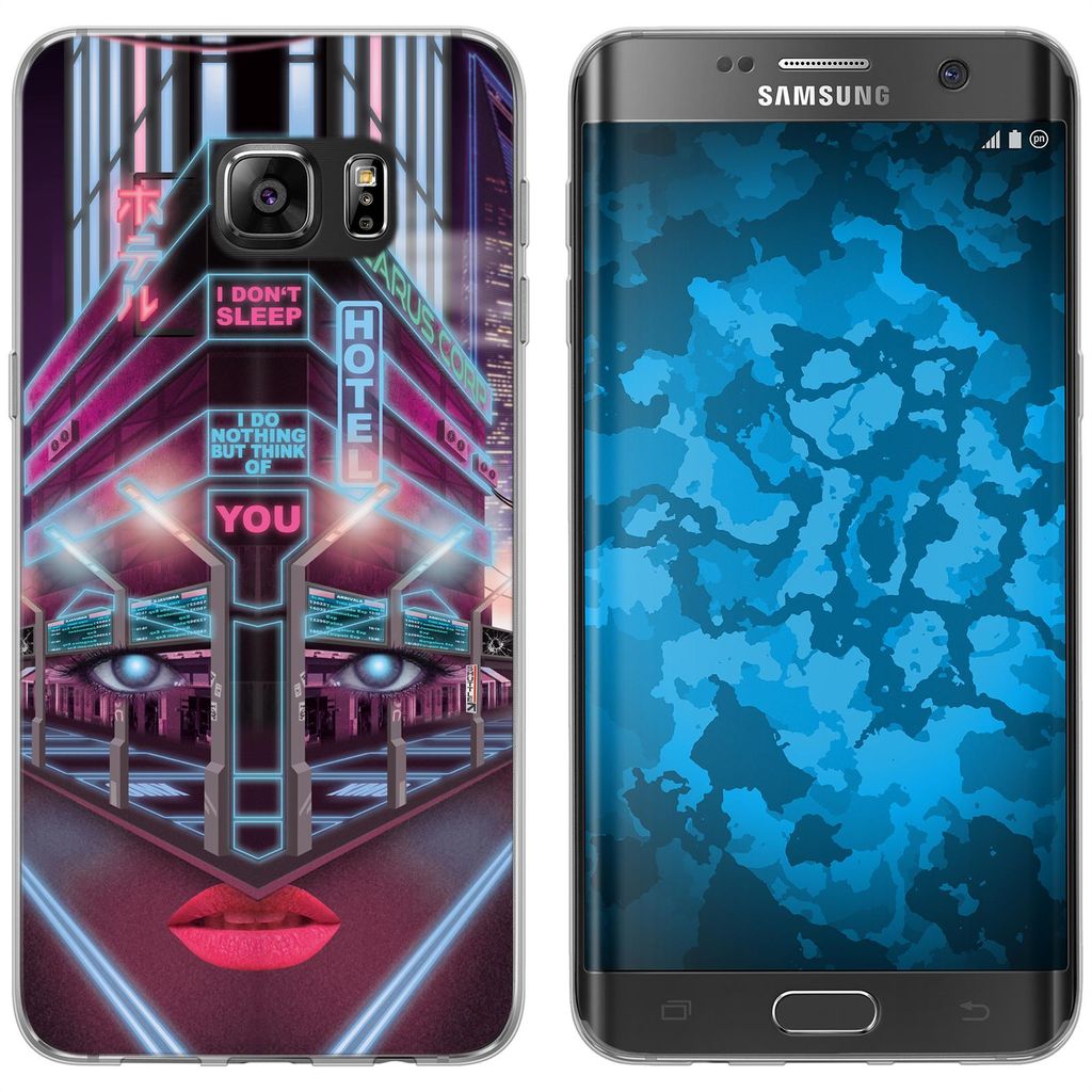 PhoneNatic Case kompatibel mit Samsung Galaxy S7 Edge Silikon-Hülle Retro Wave Cyberpunk.02 M5
