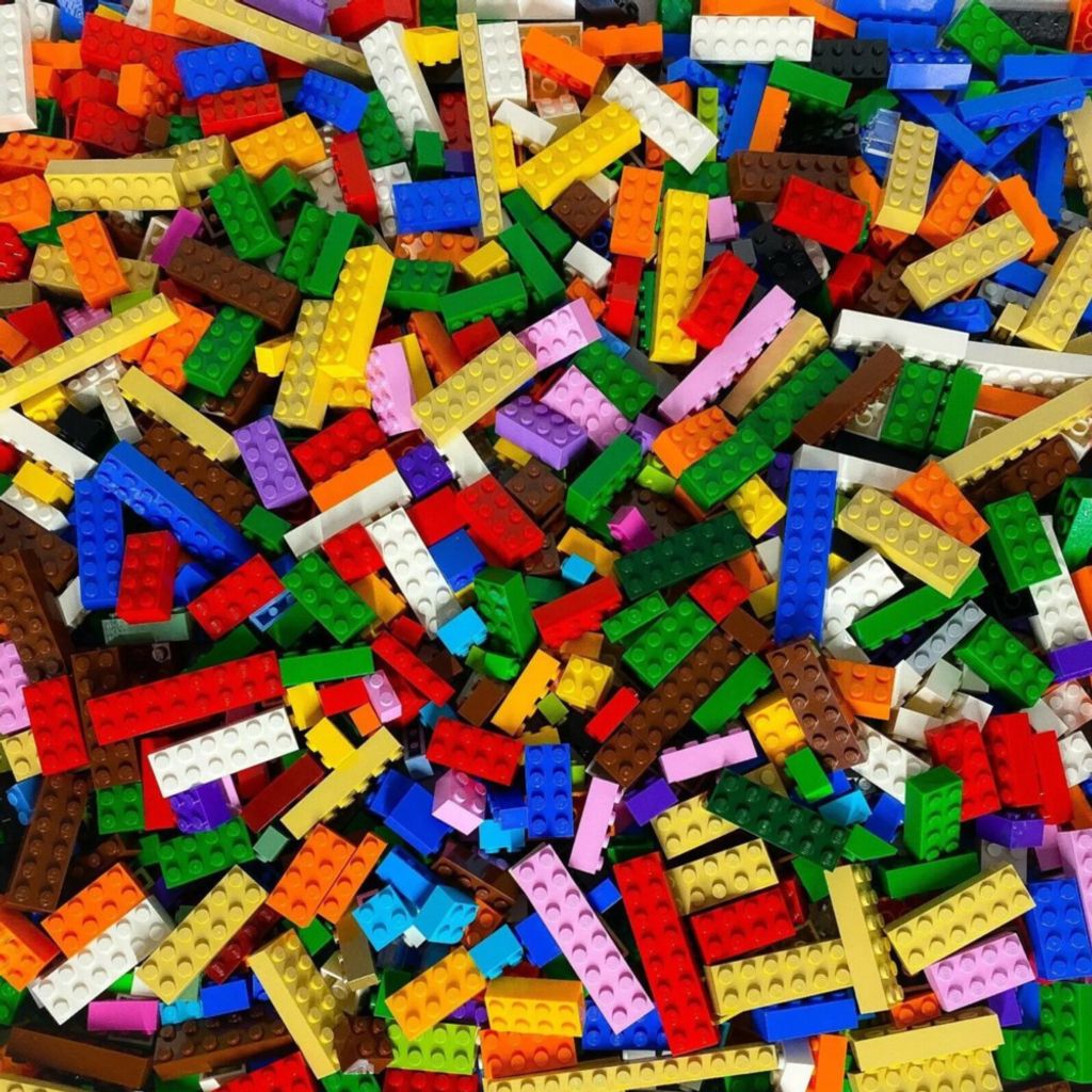 A pile of colorful LEGO bricks.