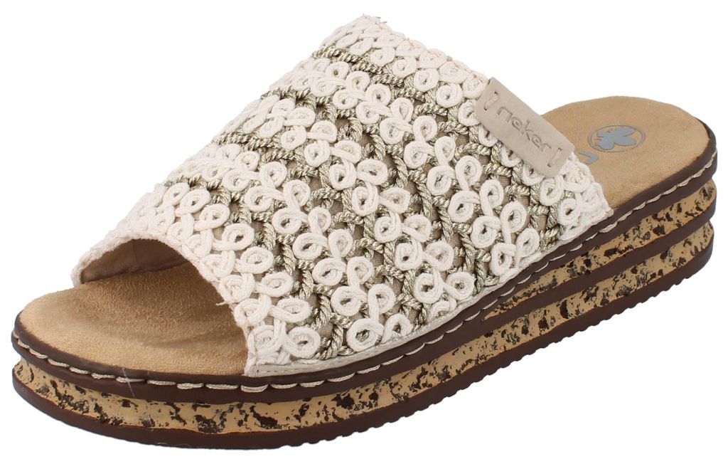 RIEKER Damen Schlupf Pantolette beige Textil - Größe: 38 Produktbild 