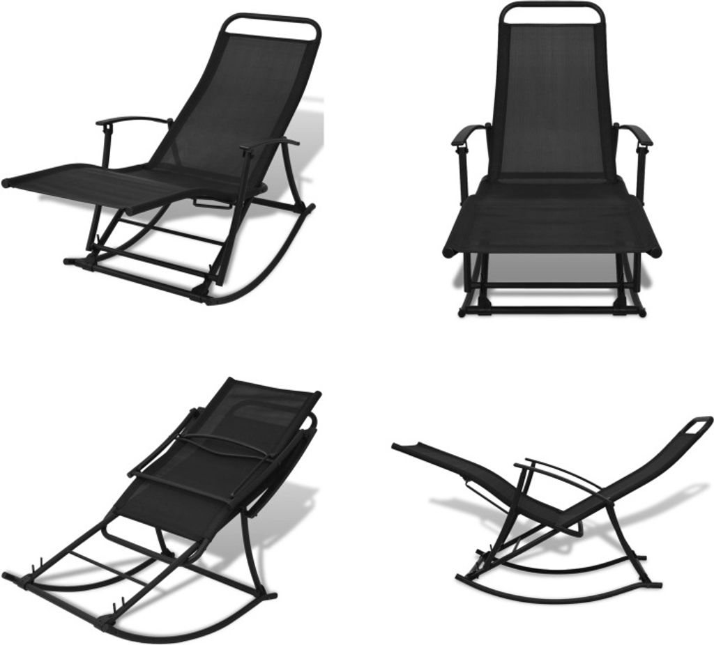 vidaXL Klappbarer Garten Schaukelstuhl schwarz - Gartenstuhl - Gartenstühle - Schaukelstuhl - Schaukelstühle