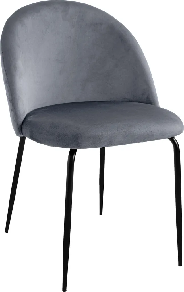 Sedia Fargo Velvet Grigia - Stile Retrò con Gambe in Metallo